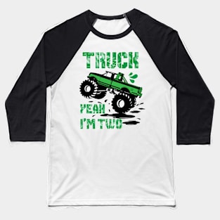 Kids 2nd Birthday Truck Yeah I'm Two, Funny Joke Baseball T-Shirt